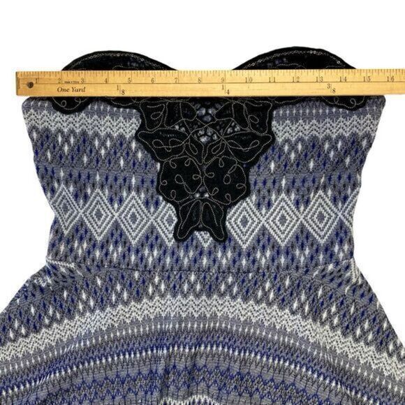 Free People Strapless Mini Dress Women Medium Blue Black Embellished Fairy Goth - Picture 10 of 16